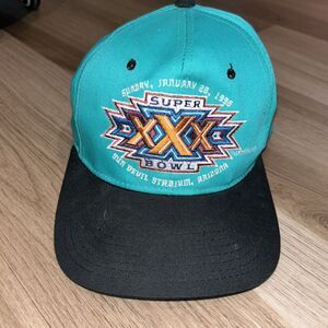 Vintage Super Bowl XXX 1996 NFL Snapback Hat RARE Aqua/Black‎ Football